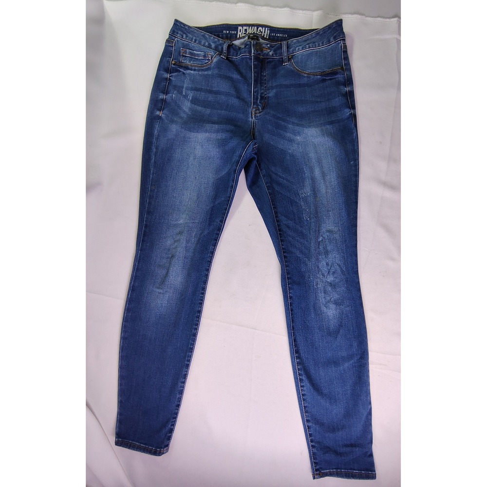 Rewash Womens High Rise Skinny Jeans Stretch Medium Wash Denim Blue 11/30